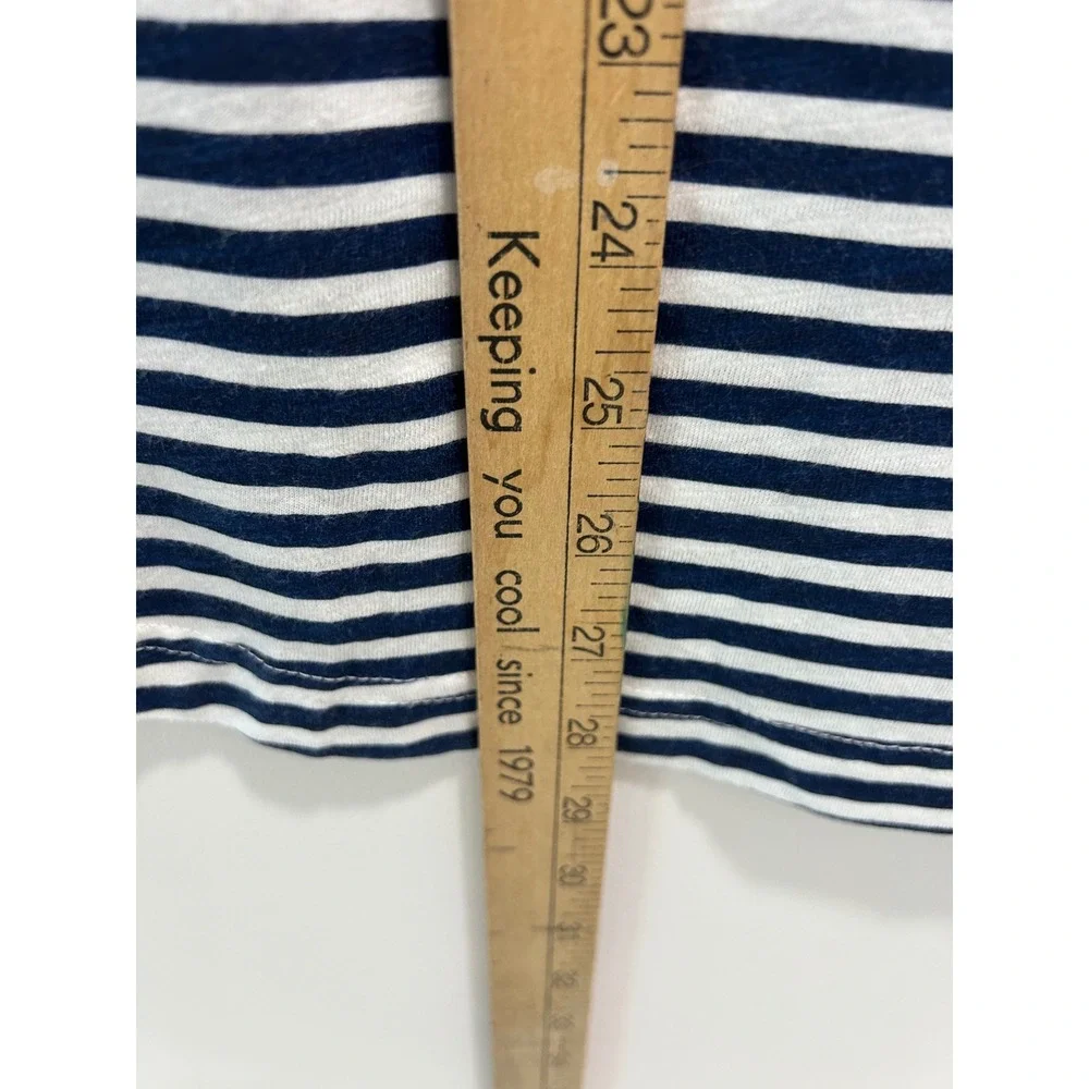 Croft & Barrow Women XXL Navy Blue White Striped Button Shoulder Long Sleeve Top